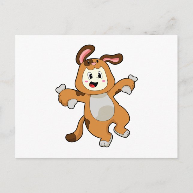 Carte Postale Chien avec os comme lapin (Devant)