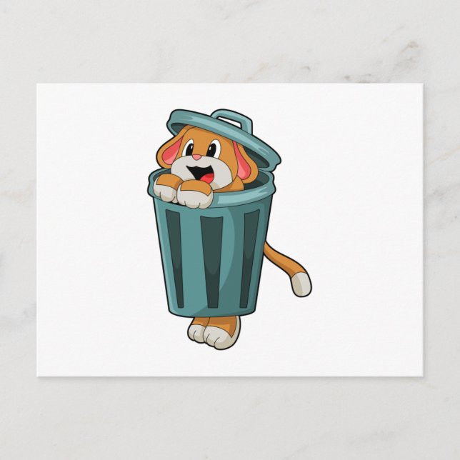 Carte Postale Chien avec Trashcan (Devant)