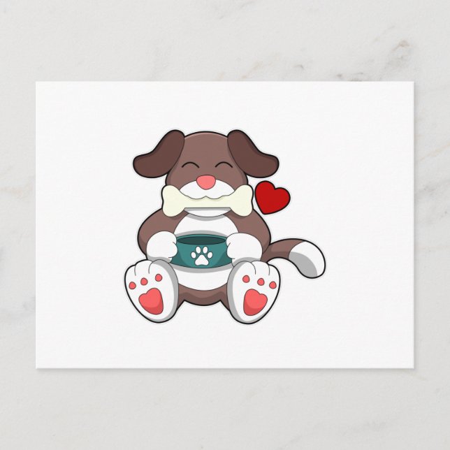 Carte Postale Chien avec un os (Devant)
