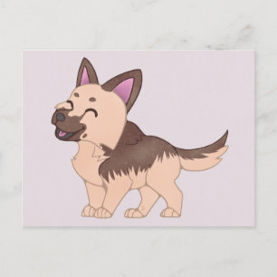 Carte Postale Chien berger allemand de Kawaii