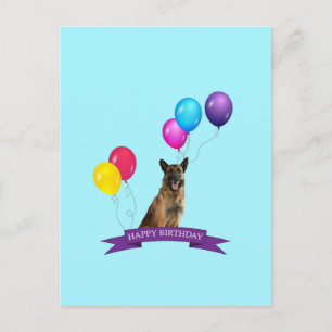Carte Postale Chien berger allemand Joyeux anniversaire