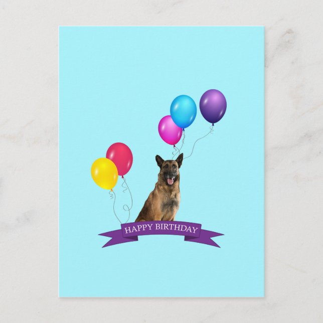 Carte Postale Chien berger allemand Joyeux anniversaire (Devant)