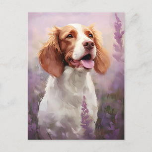 Carte Postale Chien breton en Lavender