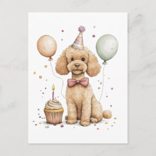 Carte Postale Chien Caniche Standard de Naissance