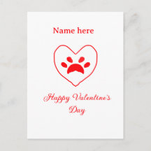 Chien chat patte cœur rouge joyeuse Saint-Valentin