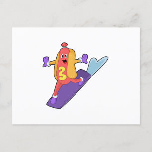 Carte Postale Chien chaud en tant que snowboardeur avec Sonowboa