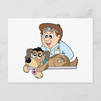 Carte Postale Chien chez le vétérinaire
