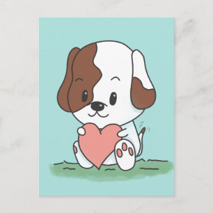 Carte Postale Chien Chien Chien En Caricature Avec Un Coeur