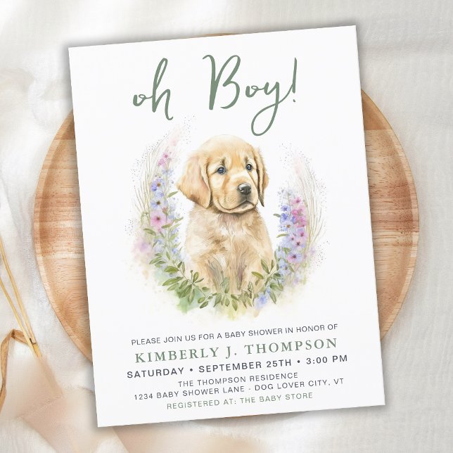 Carte Postale Chien Chien Chien Moderne Sage Vert Baby shower In (Créateur téléchargé)