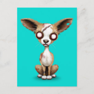 Carte Postale Chien Chihuahua Chiot mignon Zombie en bleu