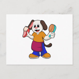 Carte Postale Chien comme coiffeur avec Razor
