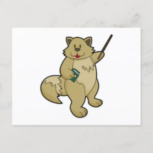 Carte Postale Chien comme enseignant avec livre et pointeur