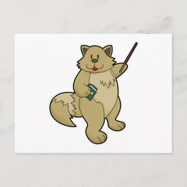 Carte Postale Chien comme enseignant avec livre et pointeur (Devant)