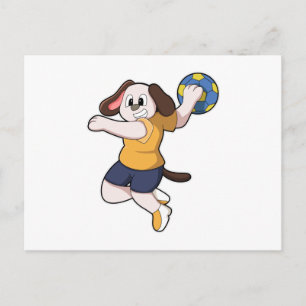 Carte Postale Chien comme joueur de handball avec Handball