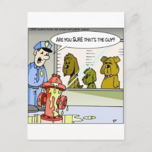 Carte Postale Chien Contre Borne d'Incendie Cadeaux Drôles et T-