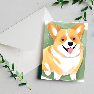 Carte Postale Chien Corgi   Aquarelle de race de chien mignon