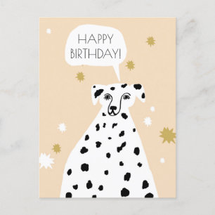 Carte Postale Chien dalmate mignon Abstrait Joyeux Anniversaire 