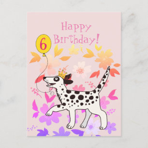 Carte Postale Chien dalmate souhaite un joyeux sixième anniversa