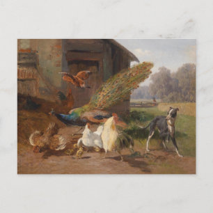 Carte Postale Chien dans la cour de la volaille par Carl Jutz