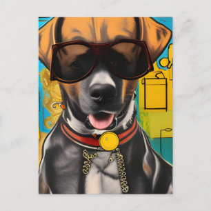 Carte Postale Chien dans les lunettes de soleil
