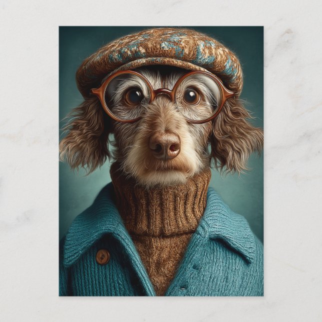Carte Postale Chien Dapper en hiver porter (Devant)