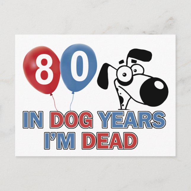 Carte Postale Chien de 80 ans dessins d'années (Devant)