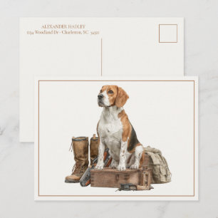 Carte Postale Chien de chasse de style vintage à l'aquarelle