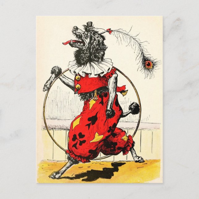 Carte Postale Chien de cirque avec Hula Hoop (Devant)