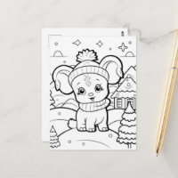 Chien de fête enfants coloriage 