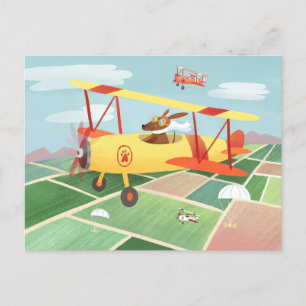 Carte postale Chien de livraison en avion