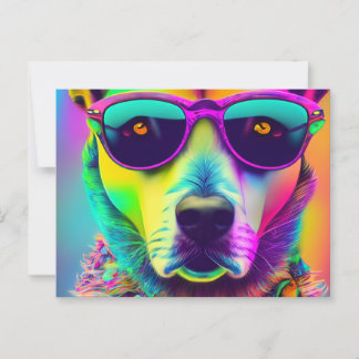 Carte Postale Chien de loup psychédélique