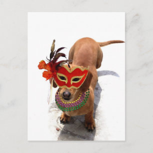 Carte Postale Chien de Mardi Gras Dachsund