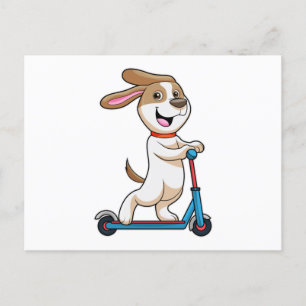 Carte Postale Chien de motard avec scooter