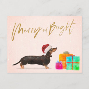 Carte Postale Chien de Noël de Noël Dachshund Joyeux brillant