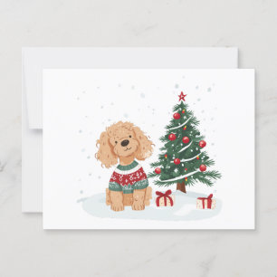Carte Postale Chien de Noël Goldendoodle