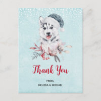 Chien de Noël Husky dans un Merci de Santa Hat