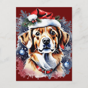 Carte Postale Chien de Noël mignon