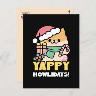 Carte Postale Chien de Noël mignon - Yappy Howlidays