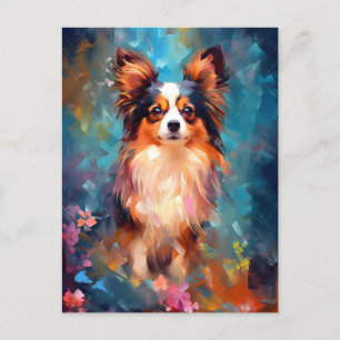 Carte Postale Chien de Papillon coloré