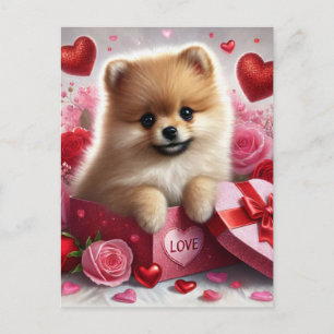 Carte postale Chien de Poméranie Valentine's Day
