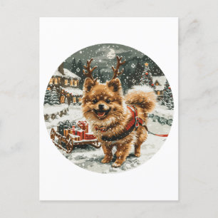 Carte Postale Chien de rennes de Noël de Poméranie