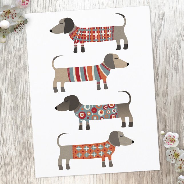 Carte Postale Chien de saucisse Dachshund (Dachshund Wiener Sausage Dog fun postcard)