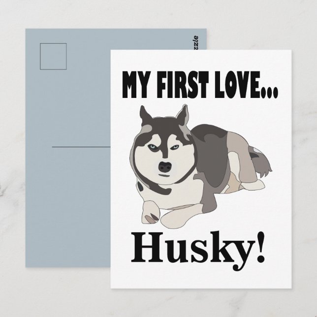 Carte Postale Chien de Sibérie Husky Pot et Sibérien Husky (Devant / Derrière)