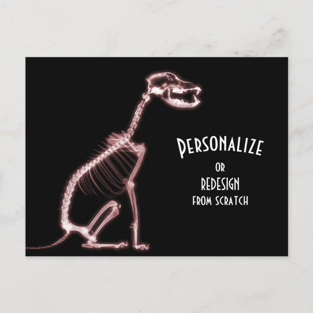 Carte Postale Chien de squelette X-Ray - Rouge (Devant)