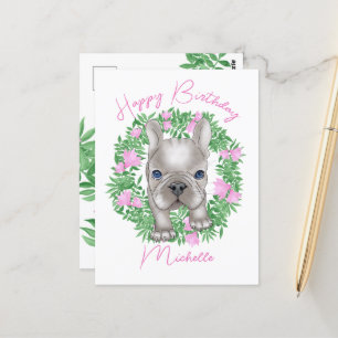 Carte Postale Chien de taureau français. Joyeux anniversaire
