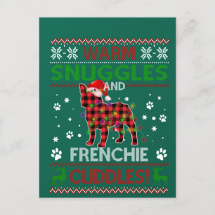 Carte Postale Chien de taureaux français laide pull Noël Pajama 