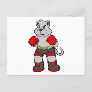 Carte Postale Chien de type Boxer avec gants de boxe