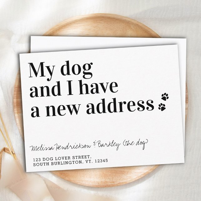 Carte Postale Chien Déplacer une nouvelle adresse Nous avons Dép (Créateur téléchargé)