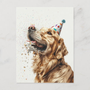 Carte Postale Chien d'or de l'épreuve d'anniversaire