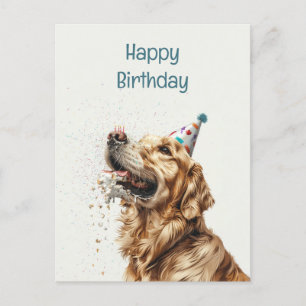 Carte Postale Chien d'or de l'épreuve d'anniversaire
